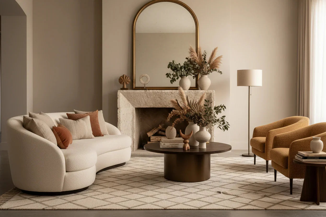 Modern living room decor collection with neutral styling
