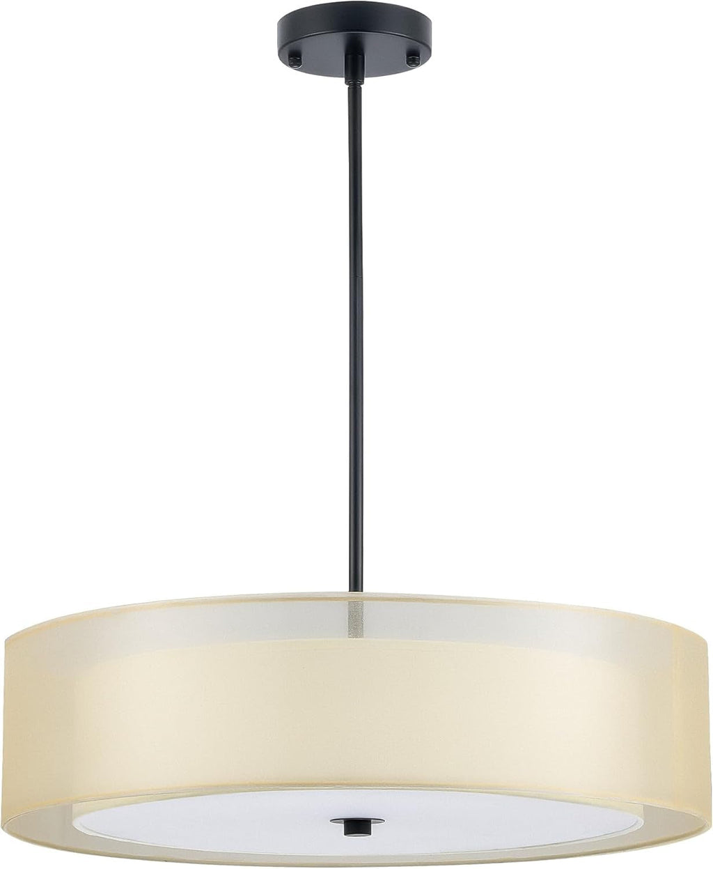 Modern 3-Light Drum Pendant Chandelier with Fabric Shade