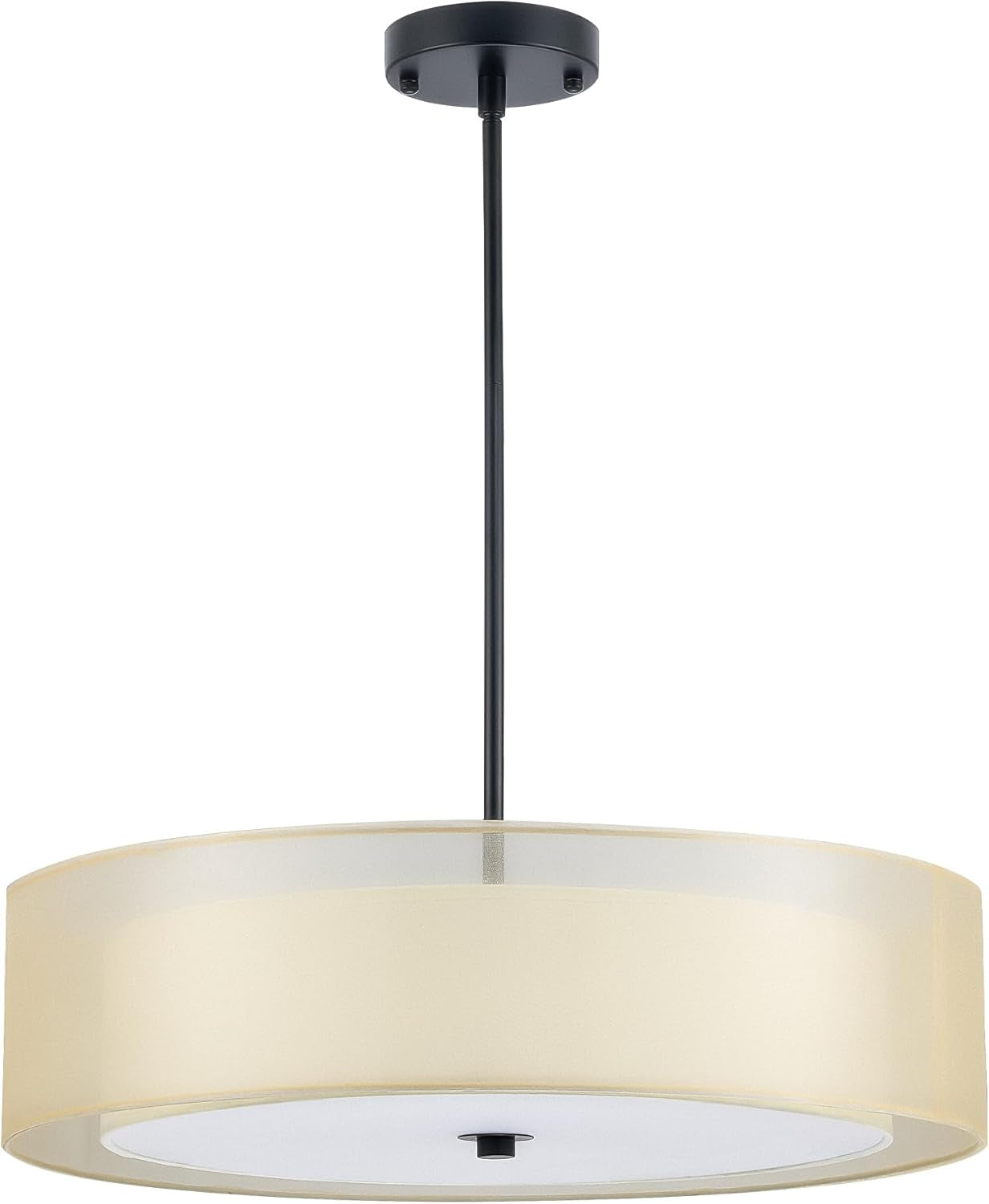 Modern 3-Light Drum Pendant Chandelier with Fabric Shade