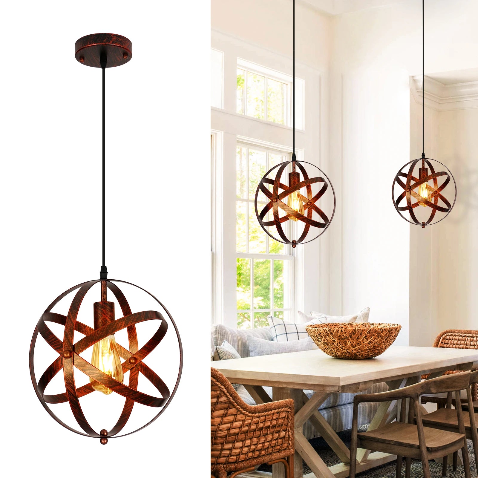 Orbita Vintage Metal Pendant Light