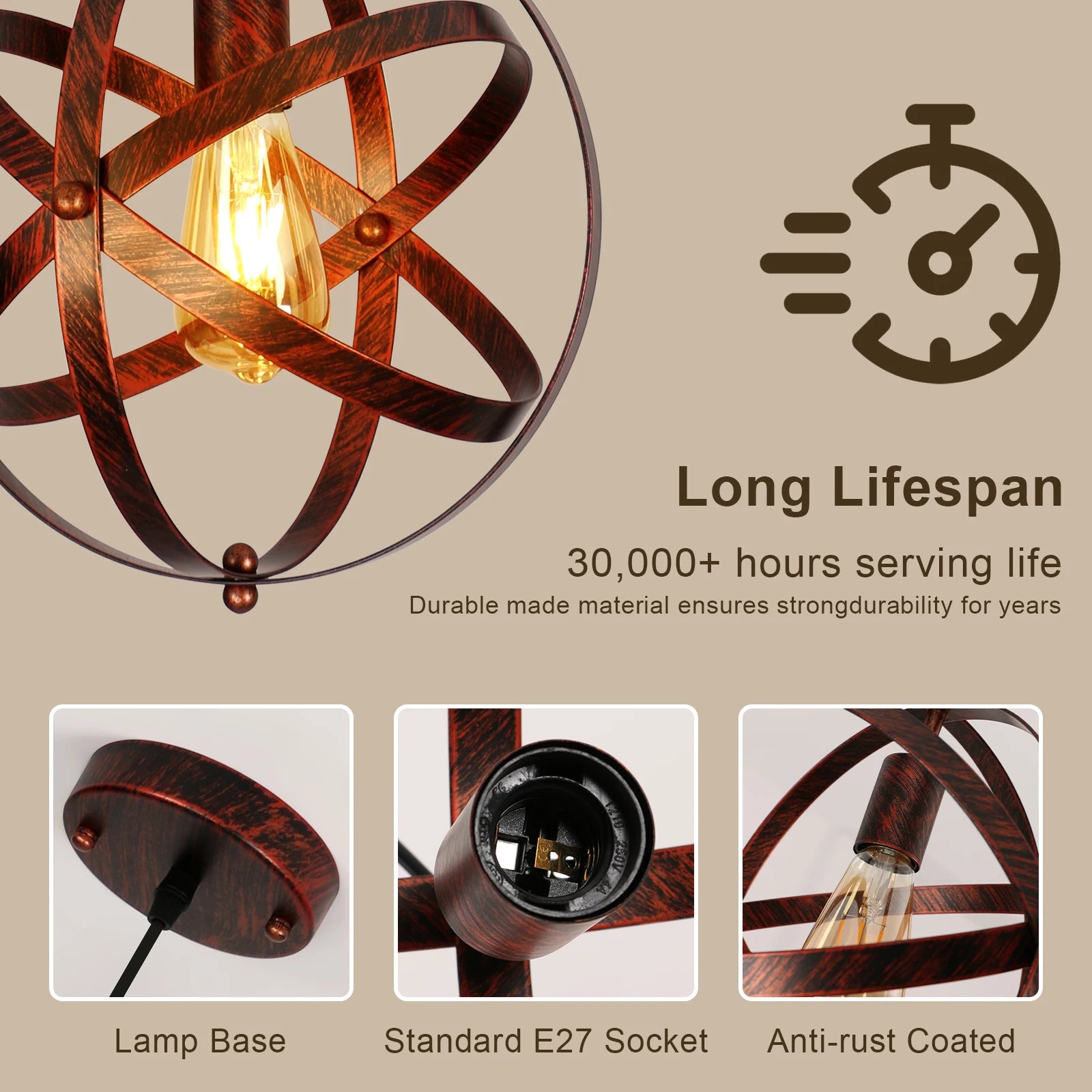 Orbita Vintage Metal Pendant Light