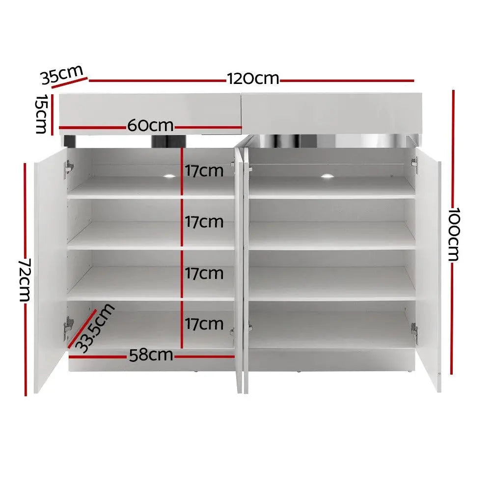 Artiss High Gloss Shoe Cabinet with Adjustable Shelves & Storage Drawers