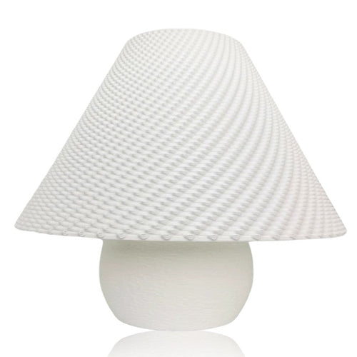 White textured cone-shaped lamp on a white background