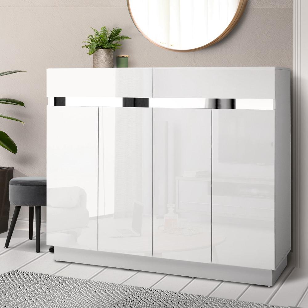 Artiss High Gloss Shoe Cabinet with Adjustable Shelves & Storage Drawers