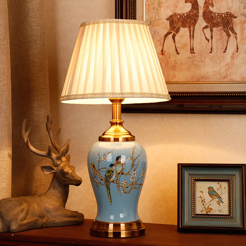 Maison Ceramic Table Lamp – Classic Fabric Shade Accent Lamp