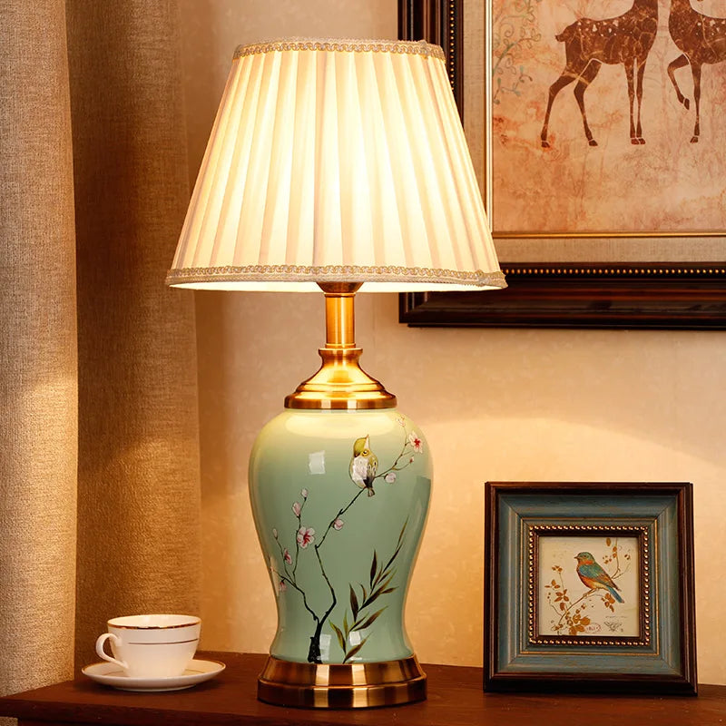 Maison Ceramic Table Lamp – Classic Fabric Shade Accent Lamp