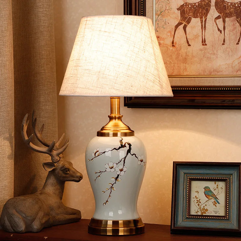 Maison Ceramic Table Lamp – Classic Fabric Shade Accent Lamp