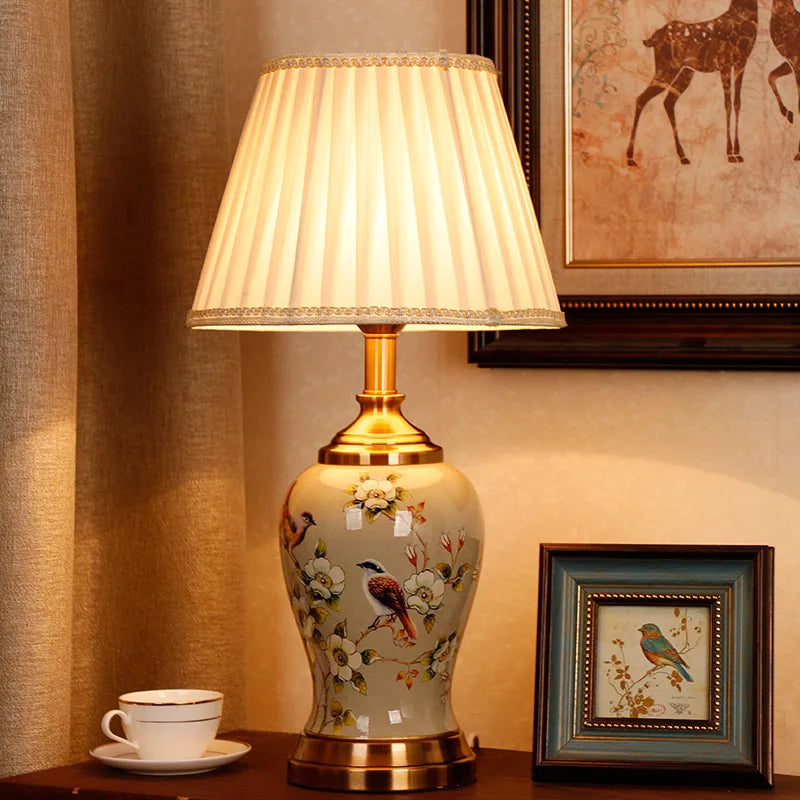 Maison Ceramic Table Lamp – Classic Fabric Shade Accent Lamp