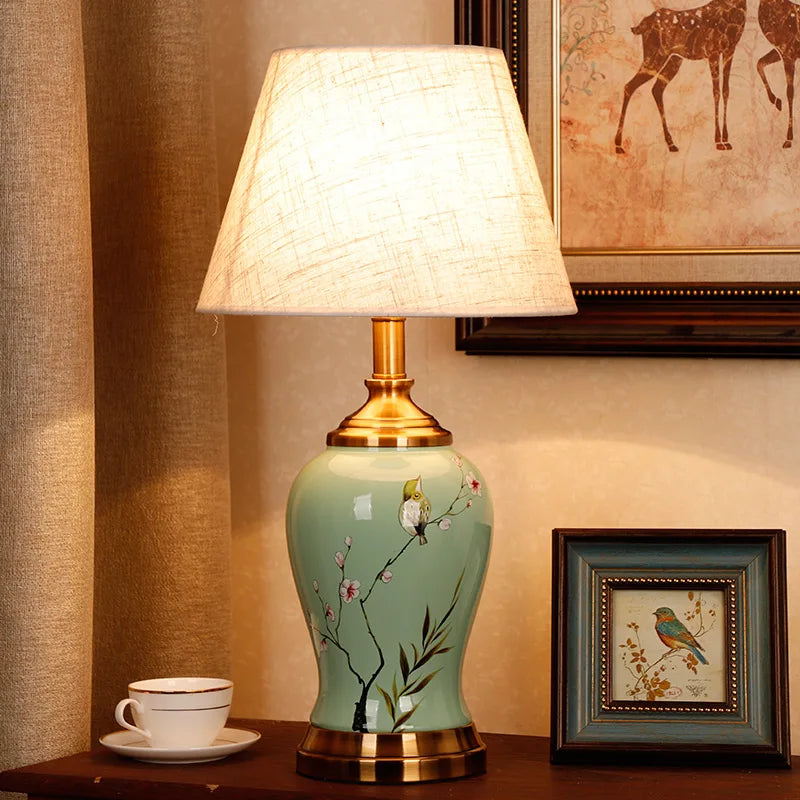 Maison Ceramic Table Lamp – Classic Fabric Shade Accent Lamp