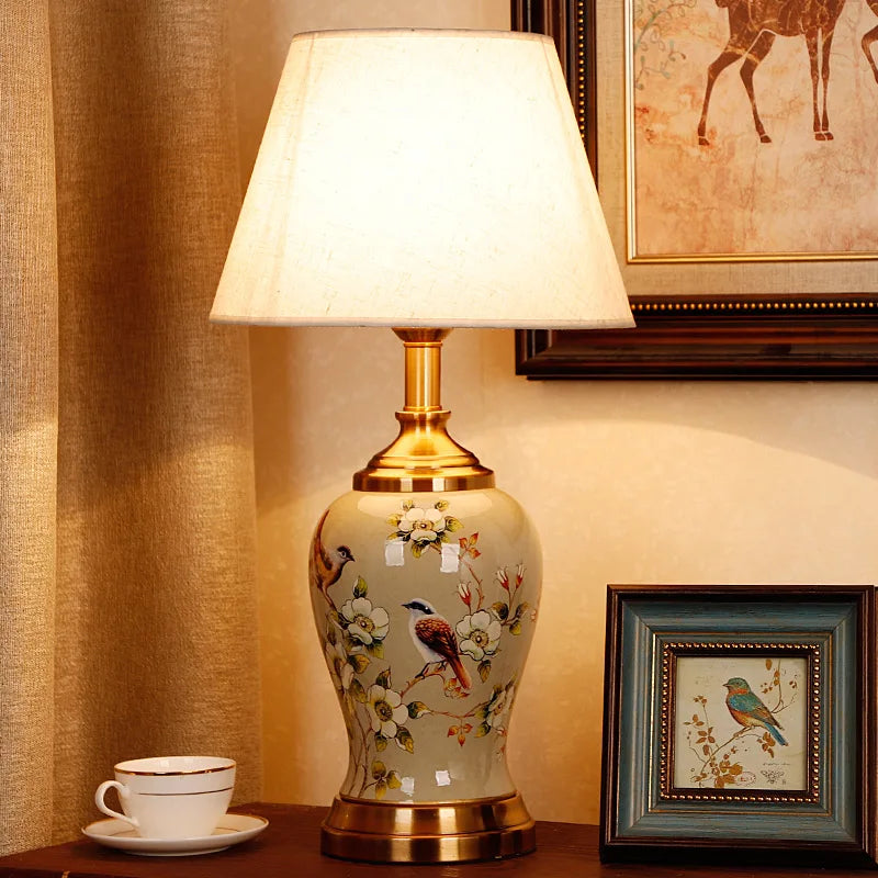 Maison Ceramic Table Lamp – Classic Fabric Shade Accent Lamp