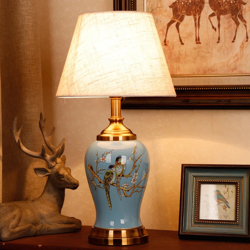 Maison Ceramic Table Lamp – Classic Fabric Shade Accent Lamp