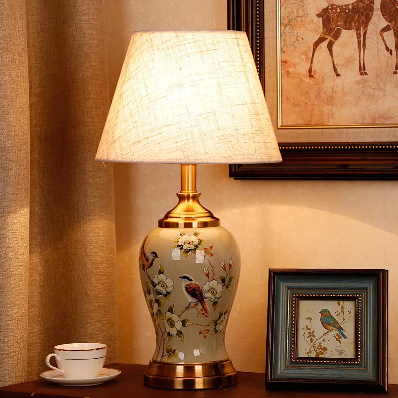 Maison Ceramic Table Lamp – Classic Fabric Shade Accent Lamp