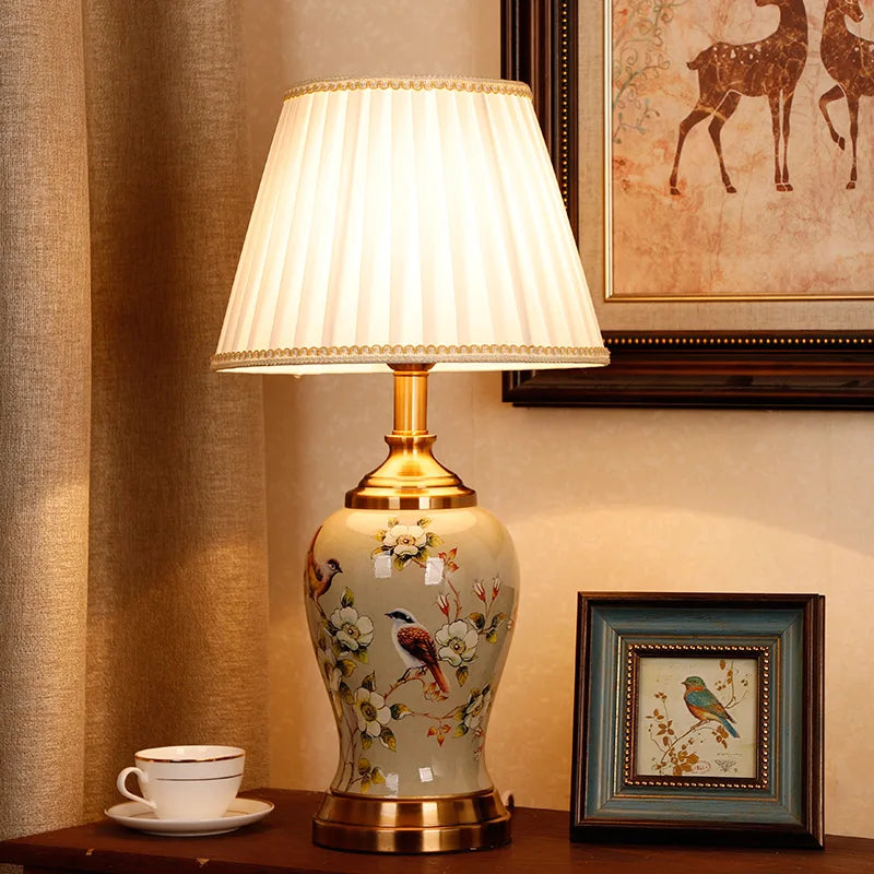 Maison Ceramic Table Lamp – Classic Fabric Shade Accent Lamp