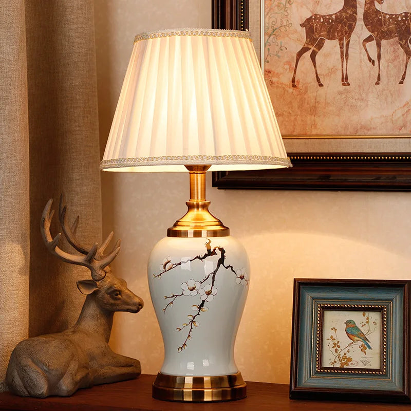 Maison Ceramic Table Lamp – Classic Fabric Shade Accent Lamp