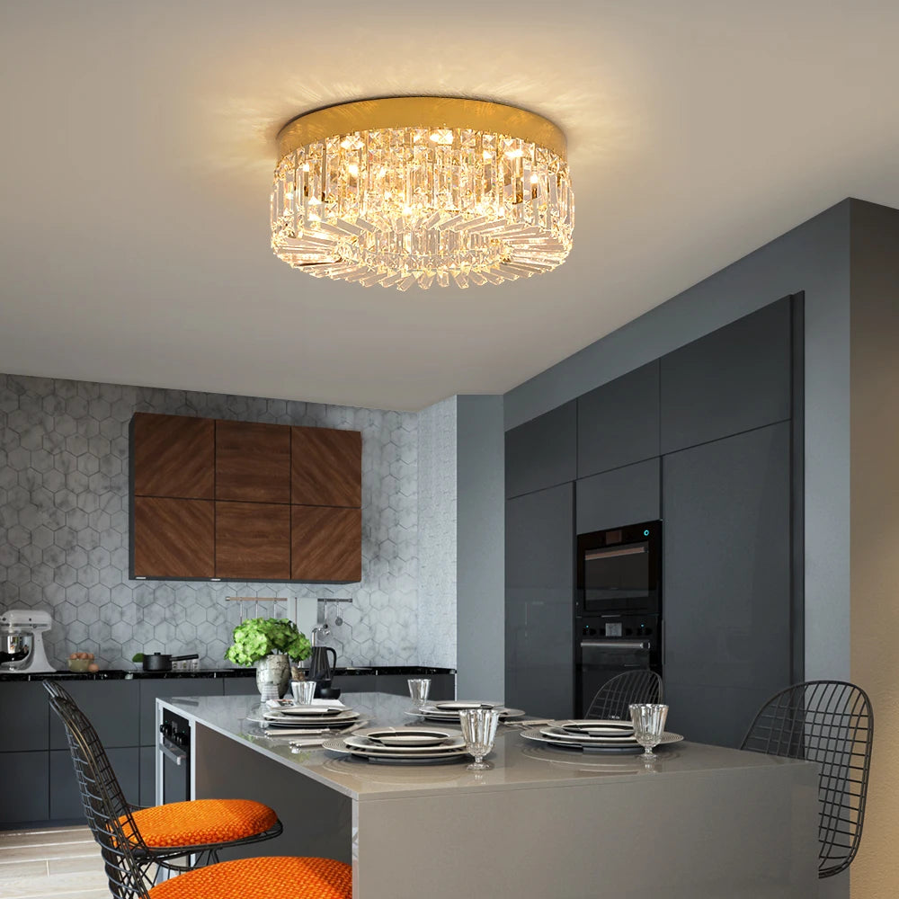 Luxury Crystal Ceiling Light in Gold or Silver