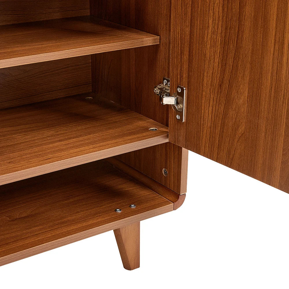 Modern 5-Tier Wooden Shoe Cabinet with 2 Doors & 2 Drawers – Large Capacity Shoe Storage Organizer