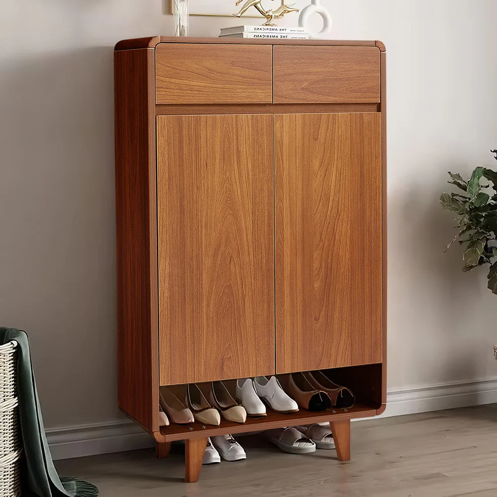 Modern 5-Tier Wooden Shoe Cabinet with 2 Doors & 2 Drawers – Large Capacity Shoe Storage Organizer