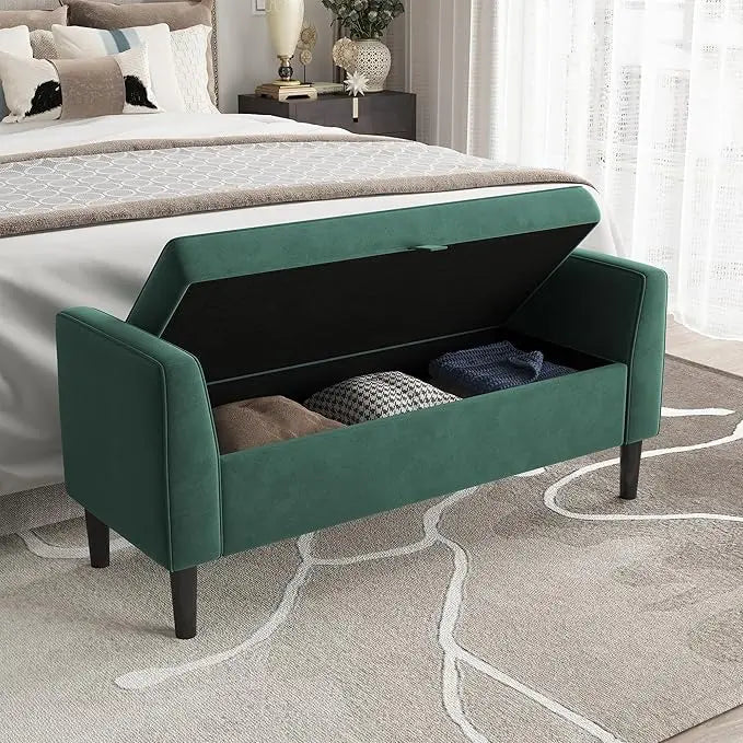 Harrington Upholstered Storage Bench with Arms