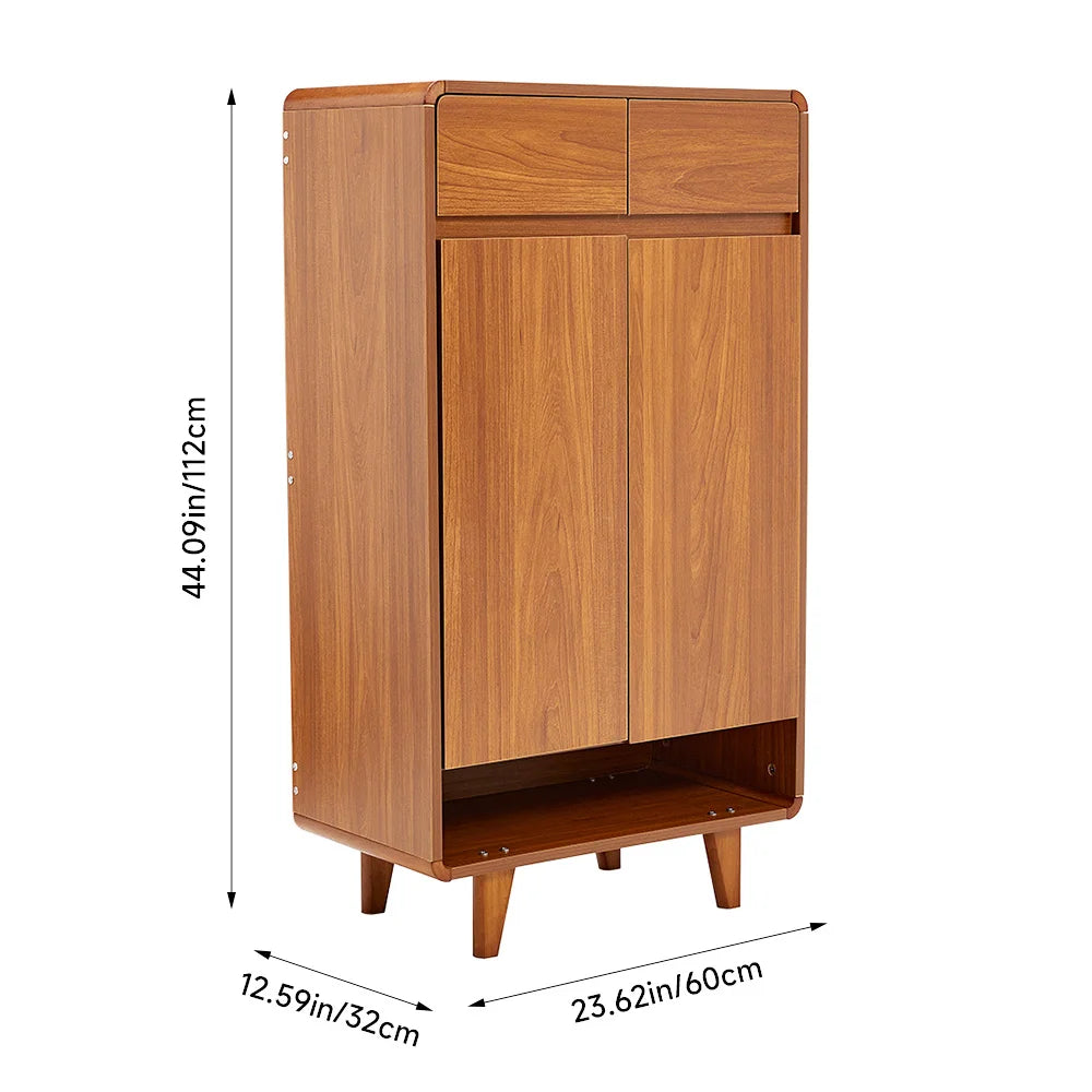 Modern 5-Tier Wooden Shoe Cabinet with 2 Doors & 2 Drawers – Large Capacity Shoe Storage Organizer