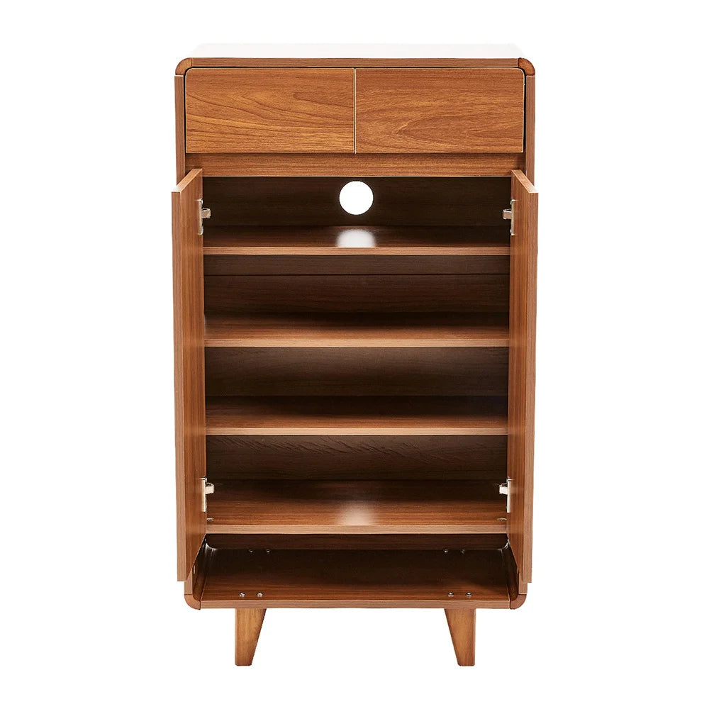 Modern 5-Tier Wooden Shoe Cabinet with 2 Doors & 2 Drawers – Large Capacity Shoe Storage Organizer