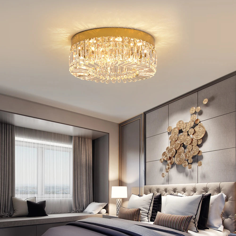 Luxury Crystal Ceiling Light in Gold or Silver