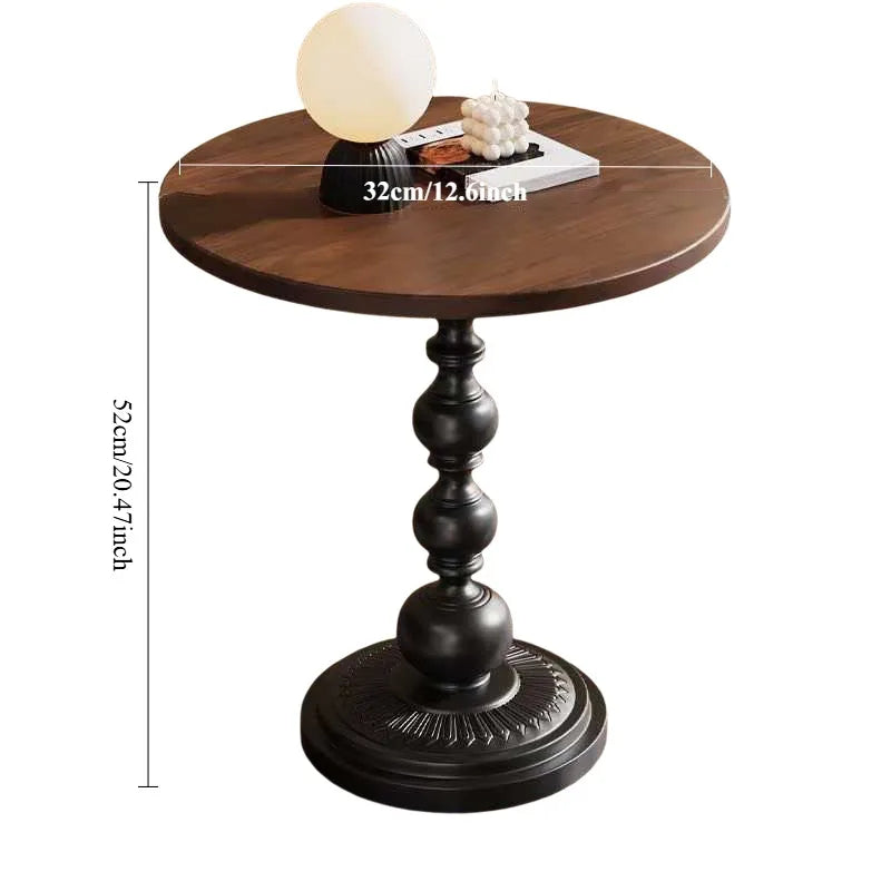 Retro Small Round Side Table - Creative Vintage Coffee Table for Living Room