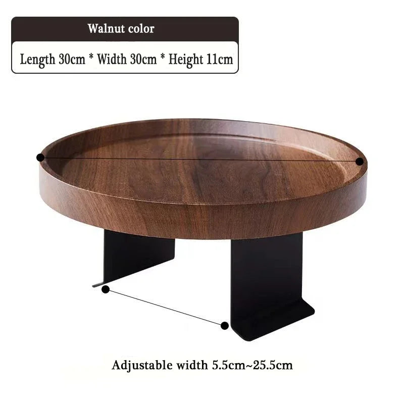 Round Marble Sofa Armrest Tray Table - Portable Mini Coffee Table