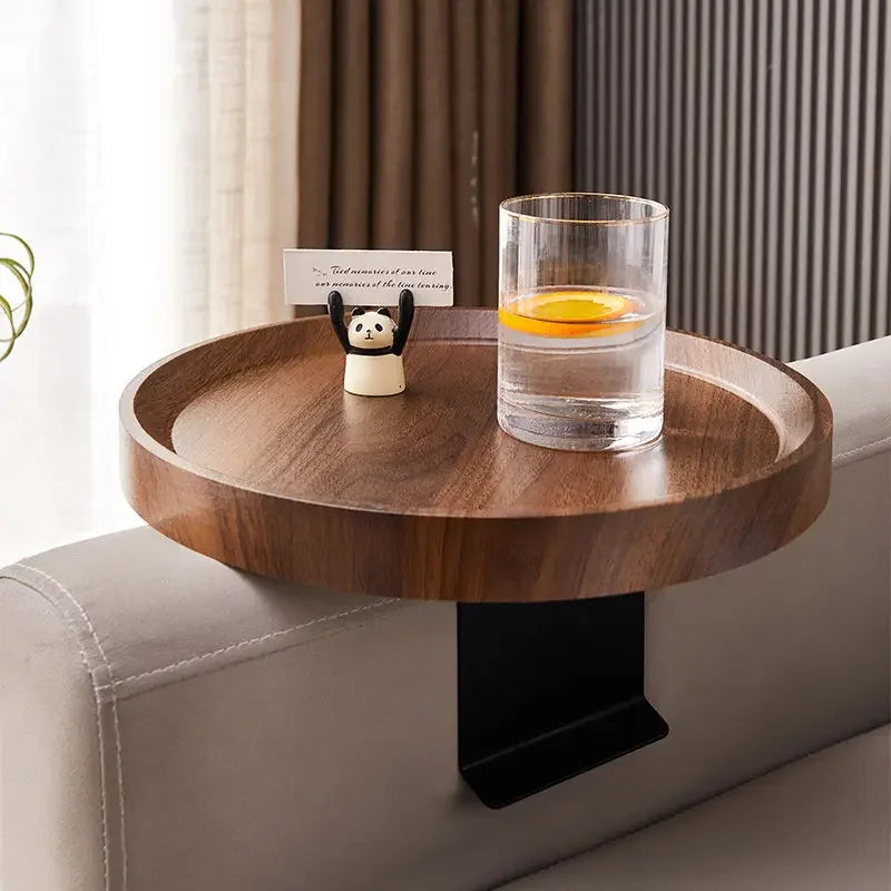 Round Marble Sofa Armrest Tray Table - Portable Mini Coffee Table