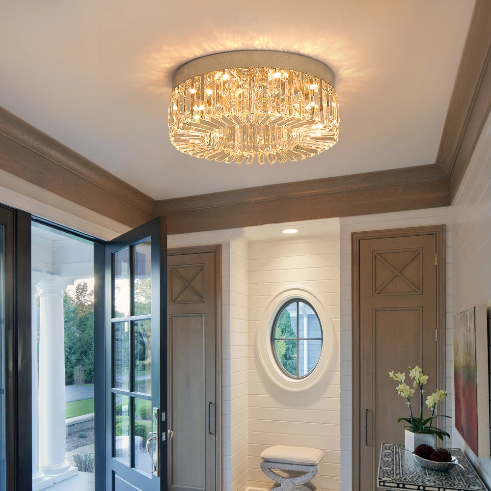 Luxury Crystal Ceiling Light in Gold or Silver