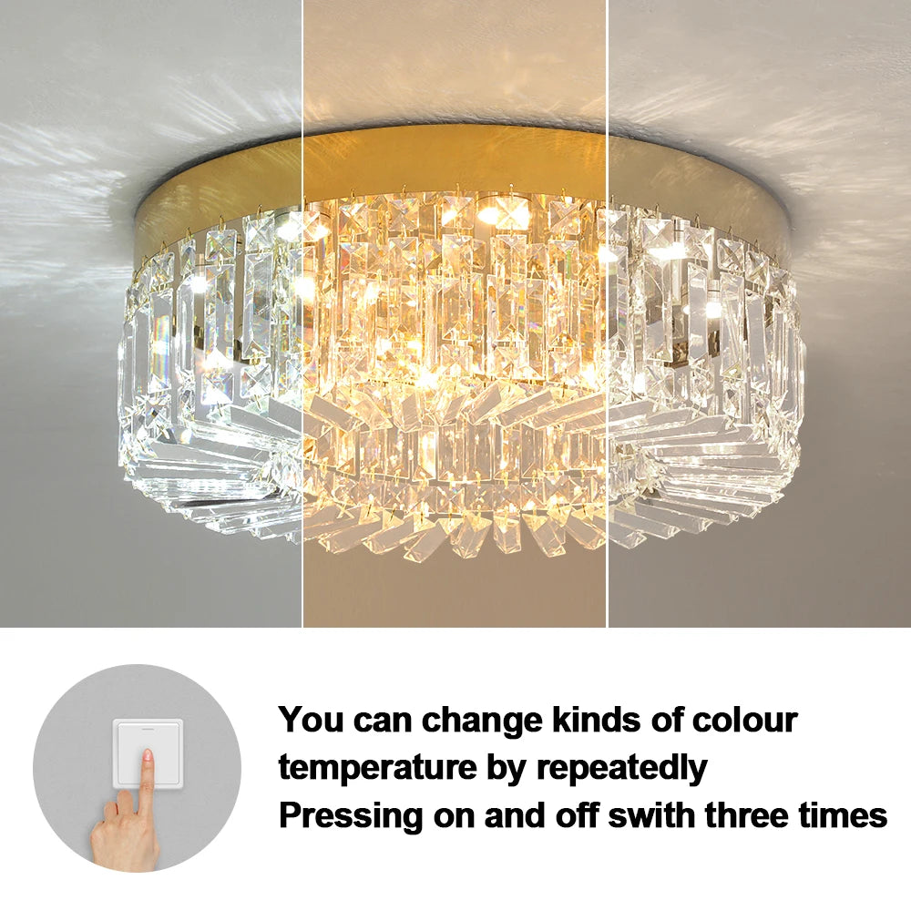 Luxury Crystal Ceiling Light in Gold or Silver