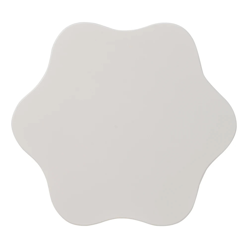 PINGGO Flower-Shaped Rotating Coffee Table - 2-Tier White MDF Rotating End Table & Sofa Side Table