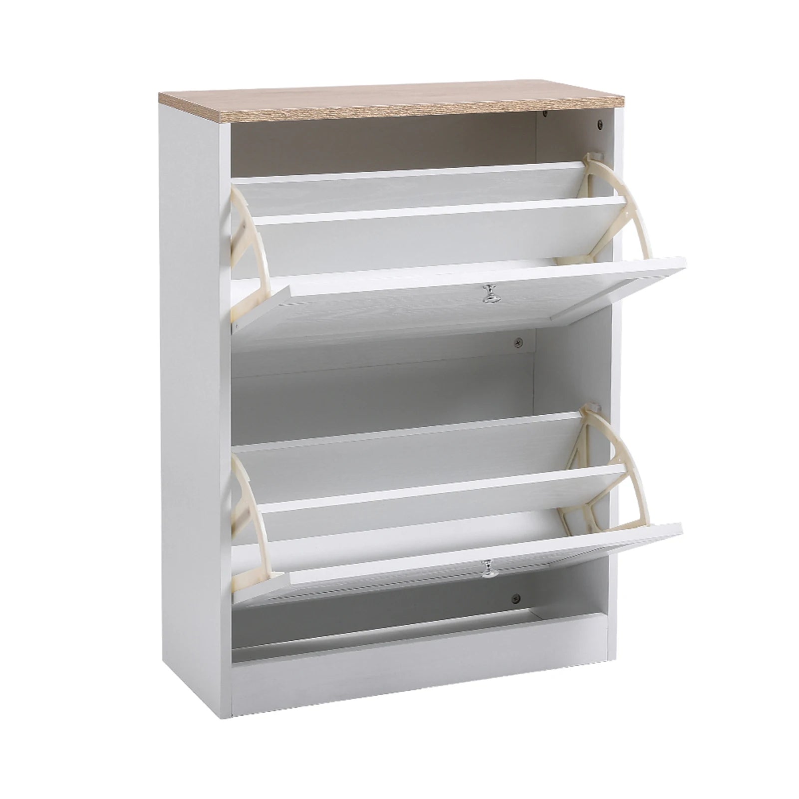 White 2-Drawer Flip-Down Shoe Cabinet