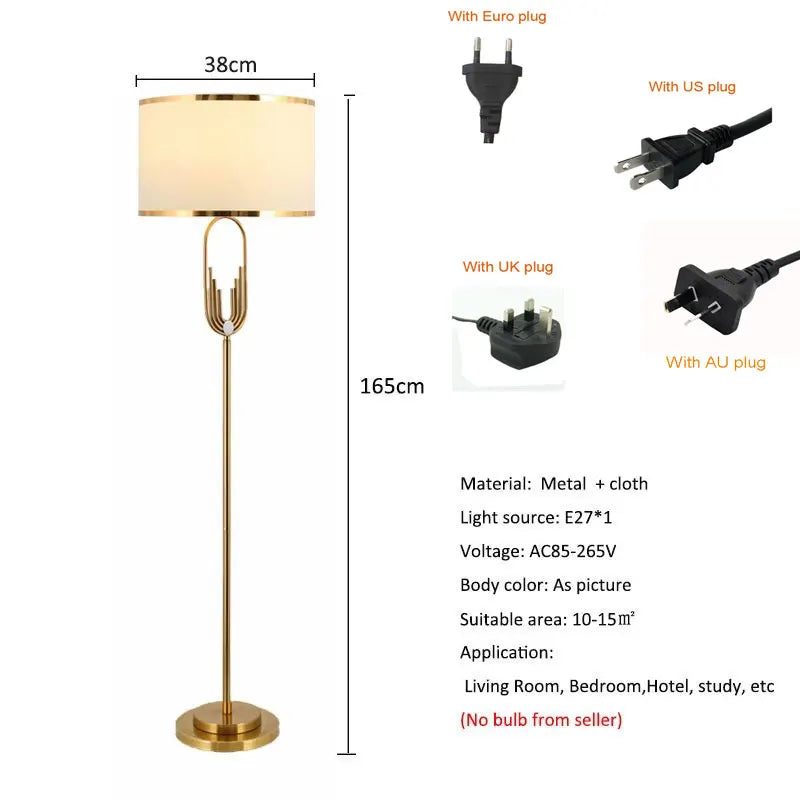 Modern Gold & Fabric Floor Lamp