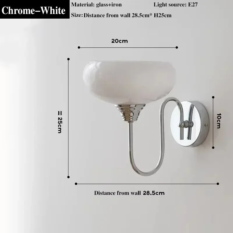 Wall-mounted light fixture with dimensions on a white background