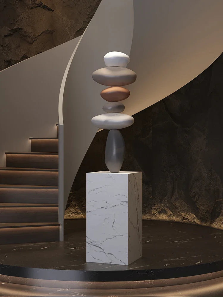Nordic Balance Stone Sculpture – Modern Floor Décor