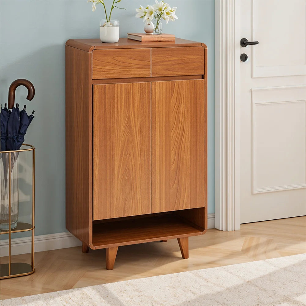 Modern 5-Tier Wooden Shoe Cabinet with 2 Doors & 2 Drawers – Large Capacity Shoe Storage Organizer