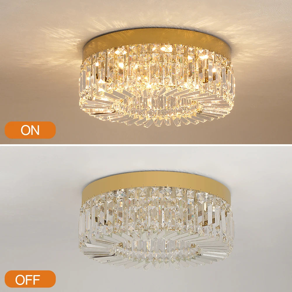 Luxury Crystal Ceiling Light in Gold or Silver
