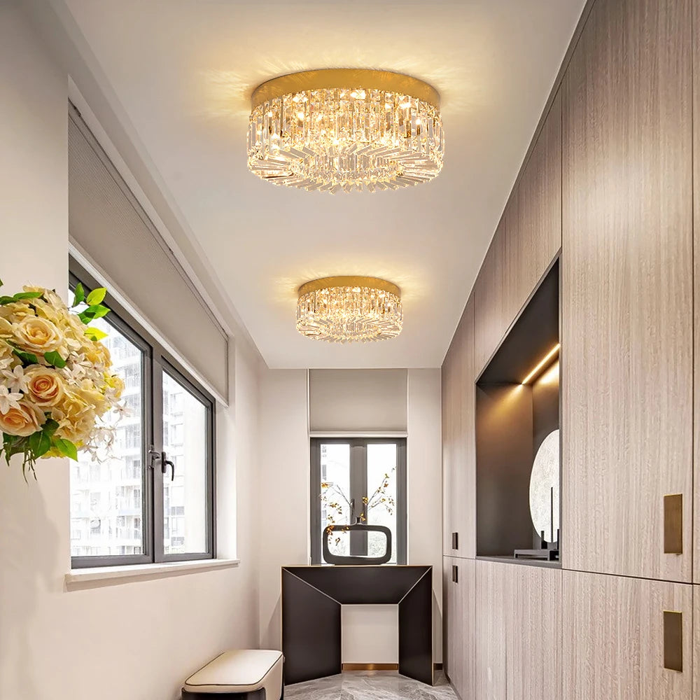 Luxury Crystal Ceiling Light in Gold or Silver