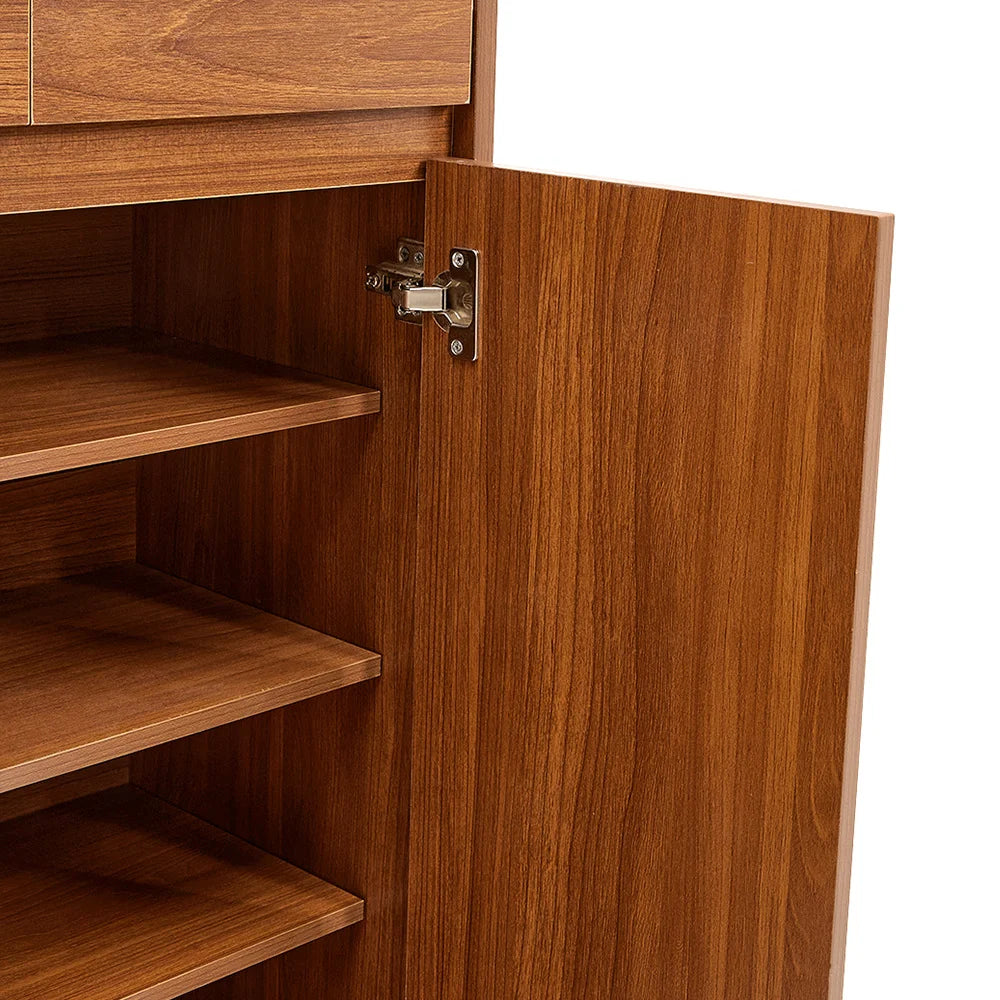 Modern 5-Tier Wooden Shoe Cabinet with 2 Doors & 2 Drawers – Large Capacity Shoe Storage Organizer