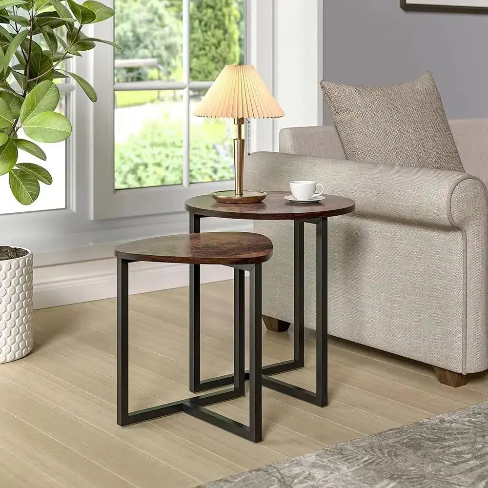 Round & Triangular Nesting Coffee Table Set