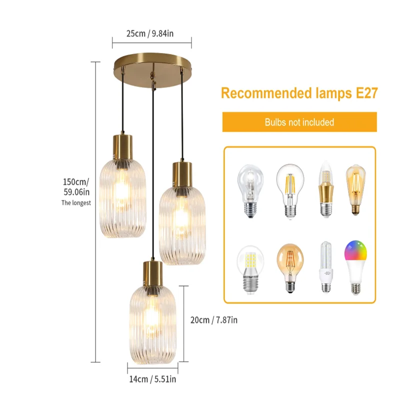 The Monaco 3-Light Glass Chandelier