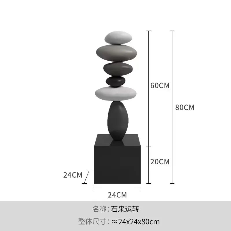 Nordic Balance Stone Sculpture – Modern Floor Décor