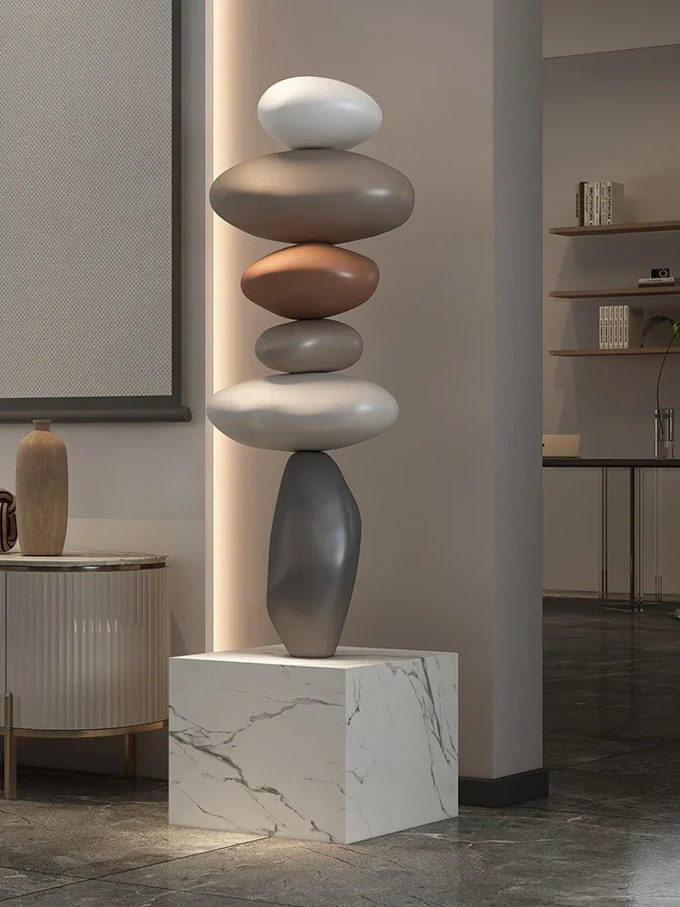 Nordic Balance Stone Sculpture – Modern Floor Décor