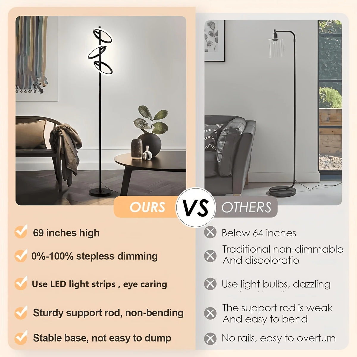 Modern Dimmable LED Floor Lamp with Remote Control