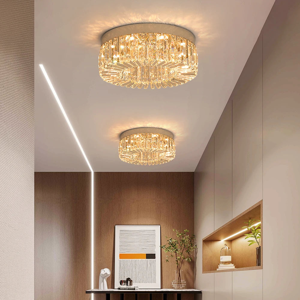 Luxury Crystal Ceiling Light in Gold or Silver