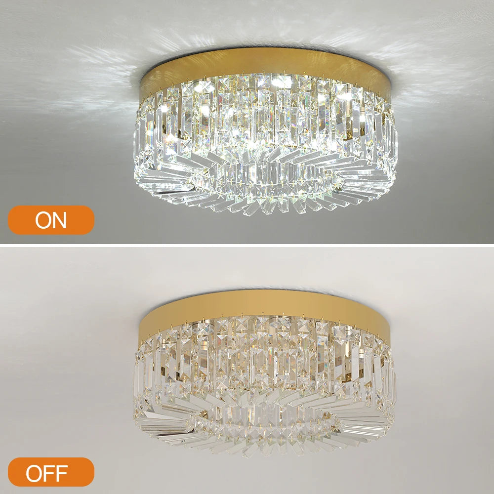 Luxury Crystal Ceiling Light in Gold or Silver