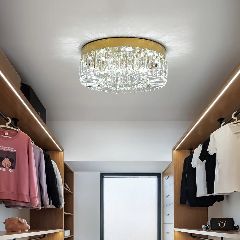 Luxury Crystal Ceiling Light in Gold or Silver