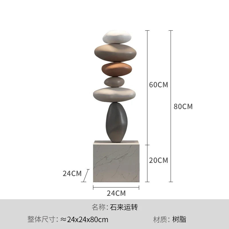 Nordic Balance Stone Sculpture – Modern Floor Décor
