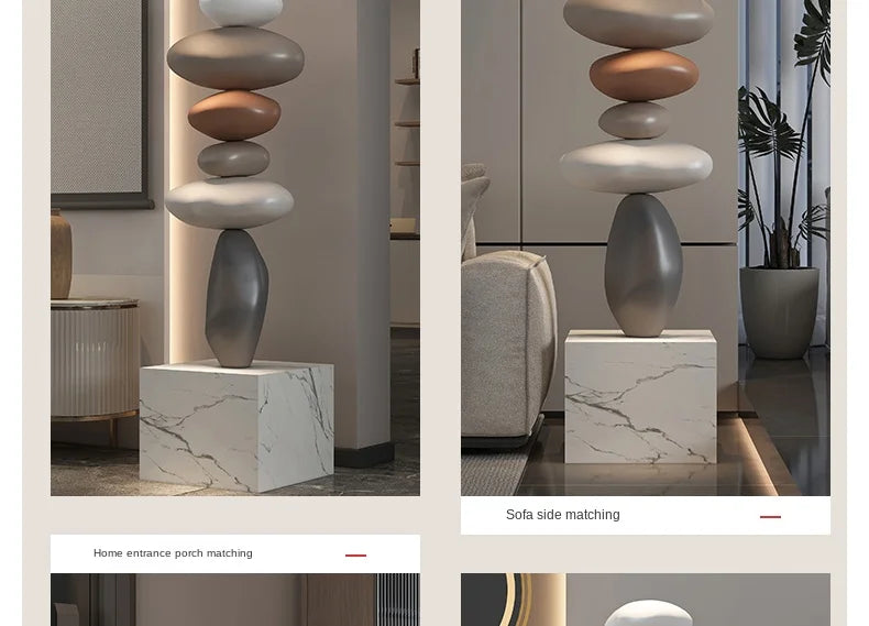Nordic Balance Stone Sculpture – Modern Floor Décor