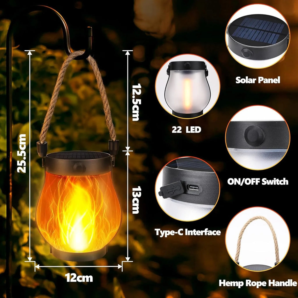 Solar Flame Effect Lantern – Portable Outdoor Light